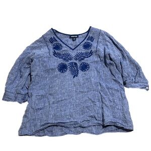 Blue Embroidered Top